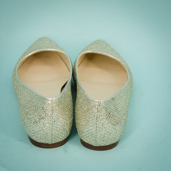 Cole Haan Size 7.5 Tartine Skimmer Silver Metallic Glitter Pointed Toe Flats - Picture 4 of 7